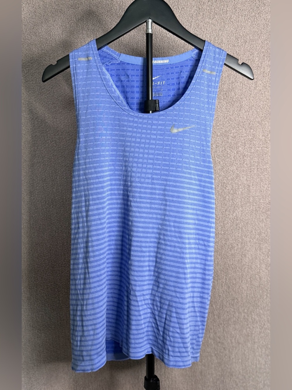 Nike Running Dri-FIT Blue Striped Racerback Tank Top Reflective Size S
